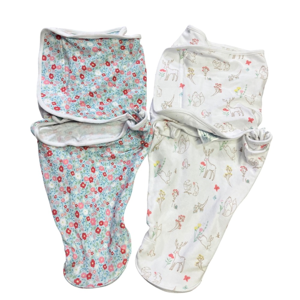 Aden Anais Swaddle Blankets Velcro Set of‎ 2 0-3 Month Baby Deer Floral Cotton